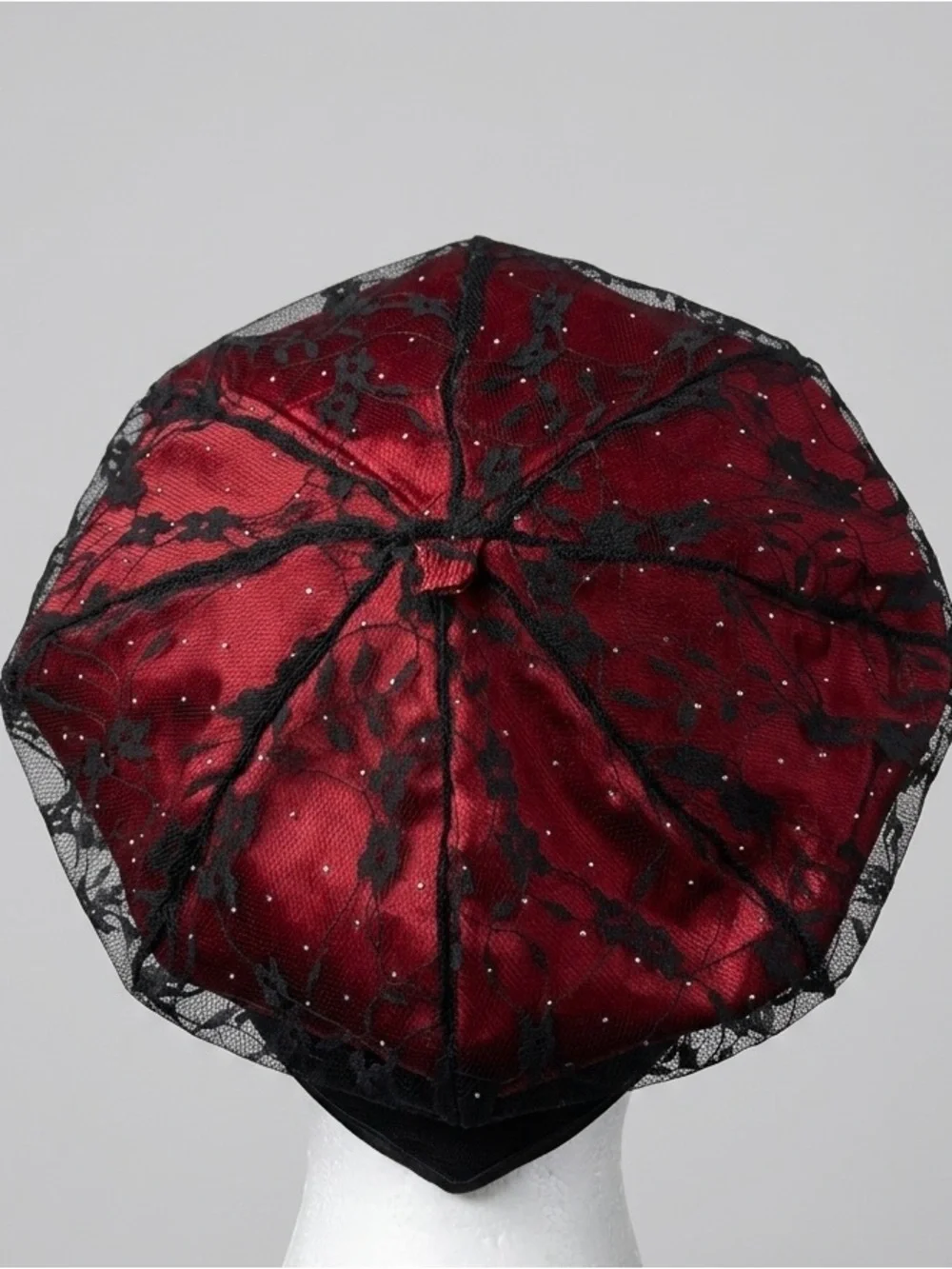 Red Lace-Overlay Beret - Women's Fashion Hat